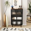3-tier Storage Cabinet with 2 Glass Doors Modern Freestanding Storage Cabinet for Entryway Living Room Home Office Dining Room - 2 of 4