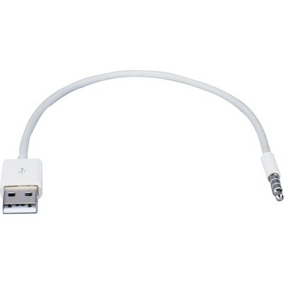 QVS USB Stereo Audio, Sync & Charger Cable for iPod Shuffle - 1 ft Mini-phone/USB Audio/Data Transfer Cable for iPod, Audio Device