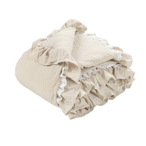 Lush Décor Ella Lace Ruffle Baby Throw Blanket - Neutral : Target