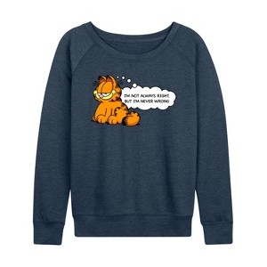 Women's - Nickelodeon - Garfield Animations Lightweight French Terry Wide Neck Long Sleeve Shirt - 1 of 4