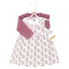 Hudson Baby Infant and Toddler Girls Cotton Dress and Cardigan Set, Plum Wildflower - 2 of 4