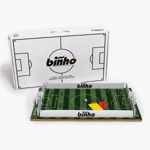 Binho Board Classic Board Game Green Turf Stripes Edition - 2-Player Fast-Paced Finger Flicker Pinball Family Games - Portable Tabletop Sports Set for - 1 of 4