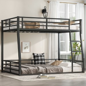 Kumasinova Metal Bunk Bed,Heavy Duty Floor Bunk Bed with Ladder,High Guardrail for Kids,Adults,School,Bedroom,Noise Reduced - 1 of 4