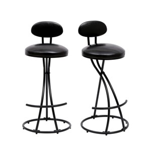 ChicFurnit Dining Chairs 2 PCS Round Bar Stools Bar Chairs Armless Velvet Barstools for Counter, Kitchen Island, Black, 17.12"*14.96"*36.61" - 1 of 4