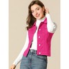 INSPIRE CHIC Women's Buttoned Washed Denim Vest with Faux Chest Flap Pockets - 2 of 4