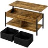 Yaheetech Lift Top Coffee Table with Hidden Compartment, Separated Open Shelves and 2 Fabric Storage Baskets For Living Room - 4 of 4