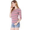 INSPIRE CHIC Women's Elbow Sleeves Boat Slim Fit Casual Stripe Animal Print Multi Floral Pattern T-Shirt - 3 of 4