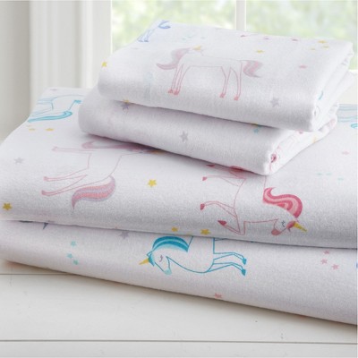 Unicorn 100% Organic Cotton Flannel Sheet Set - Toddler