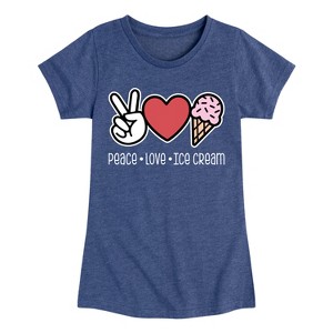 Girls' - Instant Message - Peace Love Ice Cream Fitted Short Sleeve Graphic T-Shirt - 1 of 4
