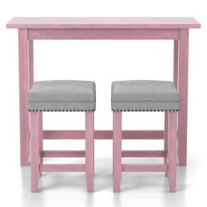 HOMES: Inside + Out 3pc Rockland Dining Set with USB Plug Antique Pink: Transitional Style, Padded Counter Stools - 1 of 4