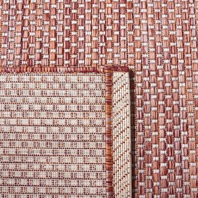 Red/Beige Synthetic Easy-Care Rectangular Area Rug, 6'7" X 9'6"