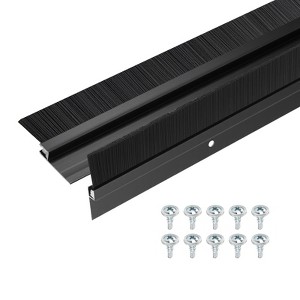 Unique Bargains Aluminum Nylon Door Brush Bottom Sweeps 35.46" x 2.09" Black 2 Pcs - 1 of 4