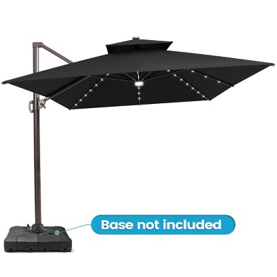 Crestlive Products 13FT Patio Cantilever Umbrella with Light Double Top High-strength Aluminum 360°Rotation 5 Heights Adjustable Offset Umbrella