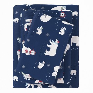 100% Cotton Christmas Flannel Sheet Set - Great Bay Home - 1 of 4