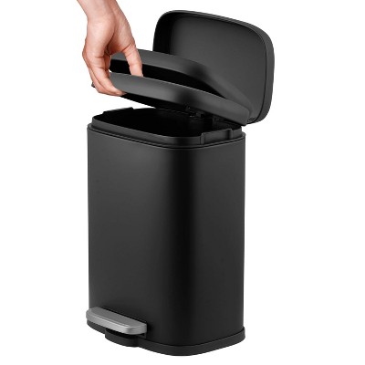1.3 Gallon Small Bathroom Trash Can, Stainless Steel Garbage Can with Soft Close Lid & Removable Inner Bucket, Slim for Small Spaces, Kitchens