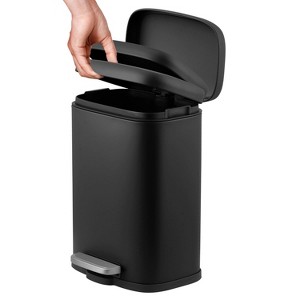 1.3 Gallon Small Bathroom Trash Can, Stainless Steel Garbage Can with Soft Close Lid & Removable Inner Bucket, Slim for Small Spaces, Kitchens - 1 of 4