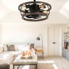Bella Depot 18" Rustic Ceiling Fan 3-speed Reversible Caged  Fan with Light and Remote - 4 of 4