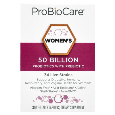 ProBioCare Women's Probiotics With Prebiotic, 50 Billion, 30 Vegetable Capsules