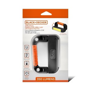 Black & Decker 350LM COB Utility Light, USB Rechargeable, Folding Clip-On Design, Magnetic Base - 1 of 4
