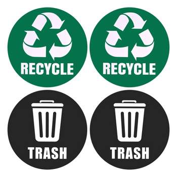 Unique Bargains Recycle Sticker Trash Can Bin Labels 5'' Self-Adhesive Recycling Vinyl for Home Green Black 4 Pcs