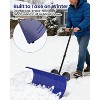 Snow Pusher with Wheels, Heavy Duty Steel Blade, Adjustable Angle & Height Handle for Effortless Driveway Snow Removal - 3 of 4