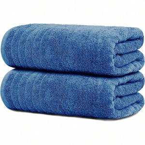 Pack of 2 Extra Large Bath Sheets, 35x70 Inches, 100 Cotton, Blue - 1 of 4