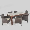 Lincoln 7pc Acacia Wood & Wicker Patio Dining Set - Dark Brown 