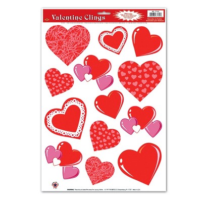 Beistle 12" x 17" Heart Clings 91/Pack 77127