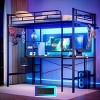 Hausource Twin Size Loft Bed with LED Light, L-Shaped Desk, 2 Drawers & Shelf, Charging Station - 2 of 4