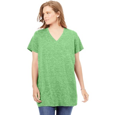 Woman Within Plus Size Marled V-Neck Tunic