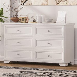 TIRAMISUBEST 6-Drawer White Retro Farmhouse Dresser with Metal Handles for Bedroom - 1 of 4