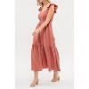 August Sky Women's Faux Button Flutter Sleeves Midi Dress - image 3 of 4