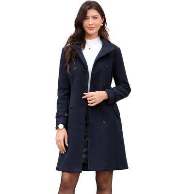 INSPIRE CHIC Women's Double Breasted Elegant Long Sleeve Winter Trench Pea Coat with Pockets