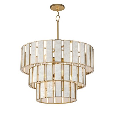 Maxim Lighting Miramar 7 - Light Chandelier in  Capiz/Natural Aged Brass