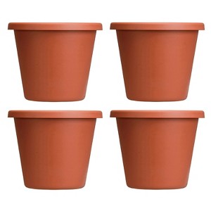 HC Companies LIA24000E35 24-Inch Indoor Plastic Round Classic Pot, Clay (4 Pack) - 1 of 2