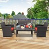 Tangkula 4PCS Outdoor Patio Furniture Sets Weather-Resistant Rattan Sofas w/ Soft Cushion Red - 4 of 4