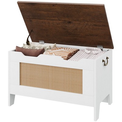 Storage Chest, Storage Bench with Safety Hinge, Flip Top Wood Blanket Storage Trunks Chest for Entryway, Living Room