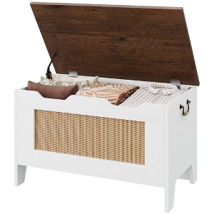 Storage Chest, Storage Bench with Safety Hinge, Flip Top Wood Blanket Storage Trunks Chest for Entryway, Living Room - 1 of 4