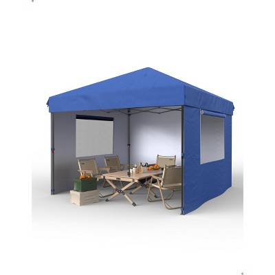 10x10 FT Pop Up Canopy Tent with 3 Sidewalls, Portable Commercial Instant Shelter, 210D Oxford Waterproof UV Protection, Blue