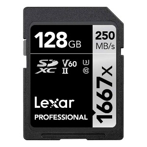 Lexar Professional 1667x 128GB SDXC UHS-II Memory Card, 250MB/s Read, 120MB/s Write - 1 of 4