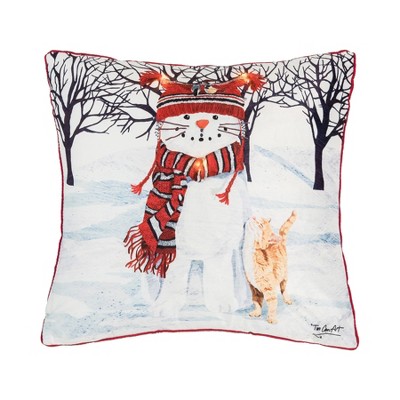 C&F Home Snow Cat Light-Up LED 18" x 18" Throw Pillow