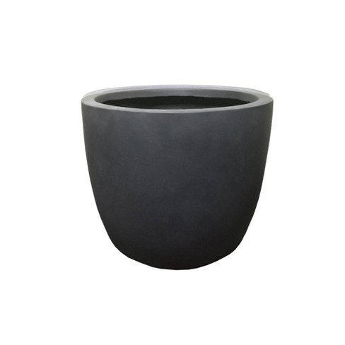 Rosemead Home & Garden, Inc. 17 Wide Kante Modern Concrete/Fiberglass  Indoor Outdoor Planter Pot Charcoal Gray