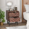 Famapy Brown Woodgrain Tall Boxed 2 Drawer Nightstand - 2 of 4