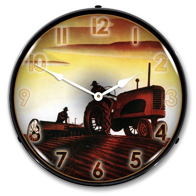 Collectable Sign & Clock | Working in the Field LED Wall Clock Retro/Vintage, Lighted