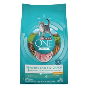 Purina ONE Sensitive Skin & Stomach Natural Turkey Flavor Dry Cat Food - 1 of 4