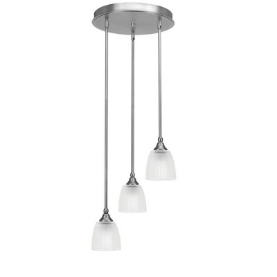 Toltec Lighting Empire 3 - Light Pendant in  Brushed Nickel with 5" Clear Ribbed Shade
