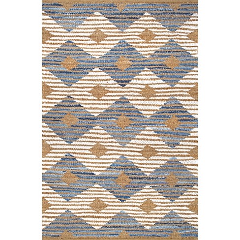 6X8 living room rugs blue denim braided rug