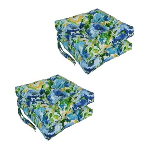 Blazing Needles, 16-inch Spun Polyester Patterned Outdoor Square Tufted Chair Cushions (Set of 4) - 1 of 2