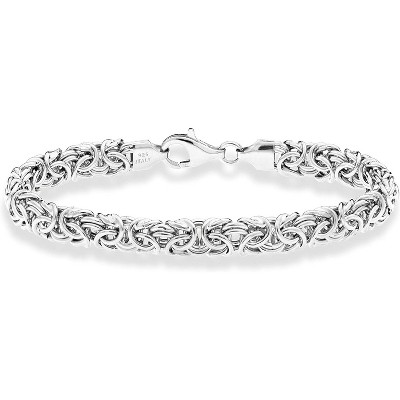Italian 925 Sterling Silver Byzantine Bracelet, Handmade Intricate Link Chain Jewelry for Women