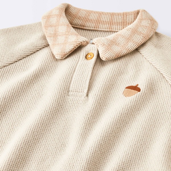 Enterizo Waffle con Cuello y Bellota para Bebé Niño - Cloud Island™ Beige 3